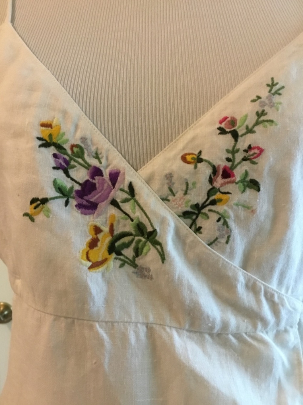 Vintage RALPH by Ralph Lauren White Embroidered Linen Blend Maxi Dress - Picture 14 of 15